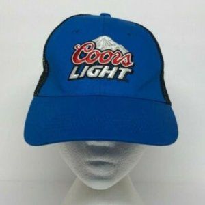 Trucker Hat Coors Light Beer Baseball Mesh Cap Lightweight Golf Snapback Blue